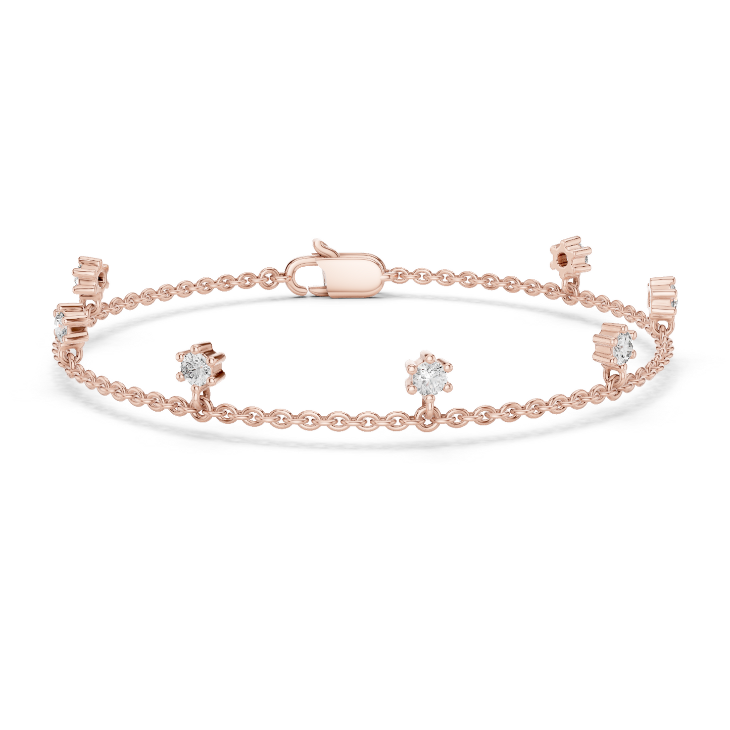0.77ctw Round Diamond Dangle Charm Bracelet in Yellow Gold