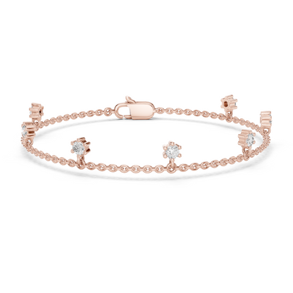 0.77ctw Round Diamond Dangle Charm Bracelet in Yellow Gold