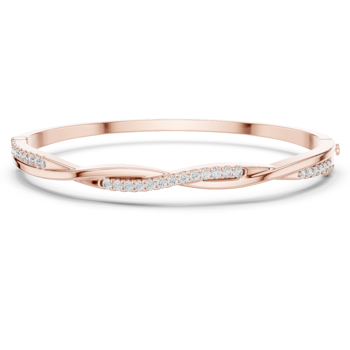 0.7CTW Twisted Wave Pavé Diamond Bangle in Yellow Gold