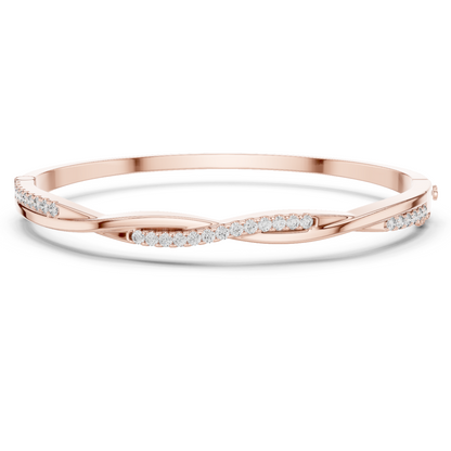 0.7CTW Twisted Wave Pavé Diamond Bangle in Yellow Gold