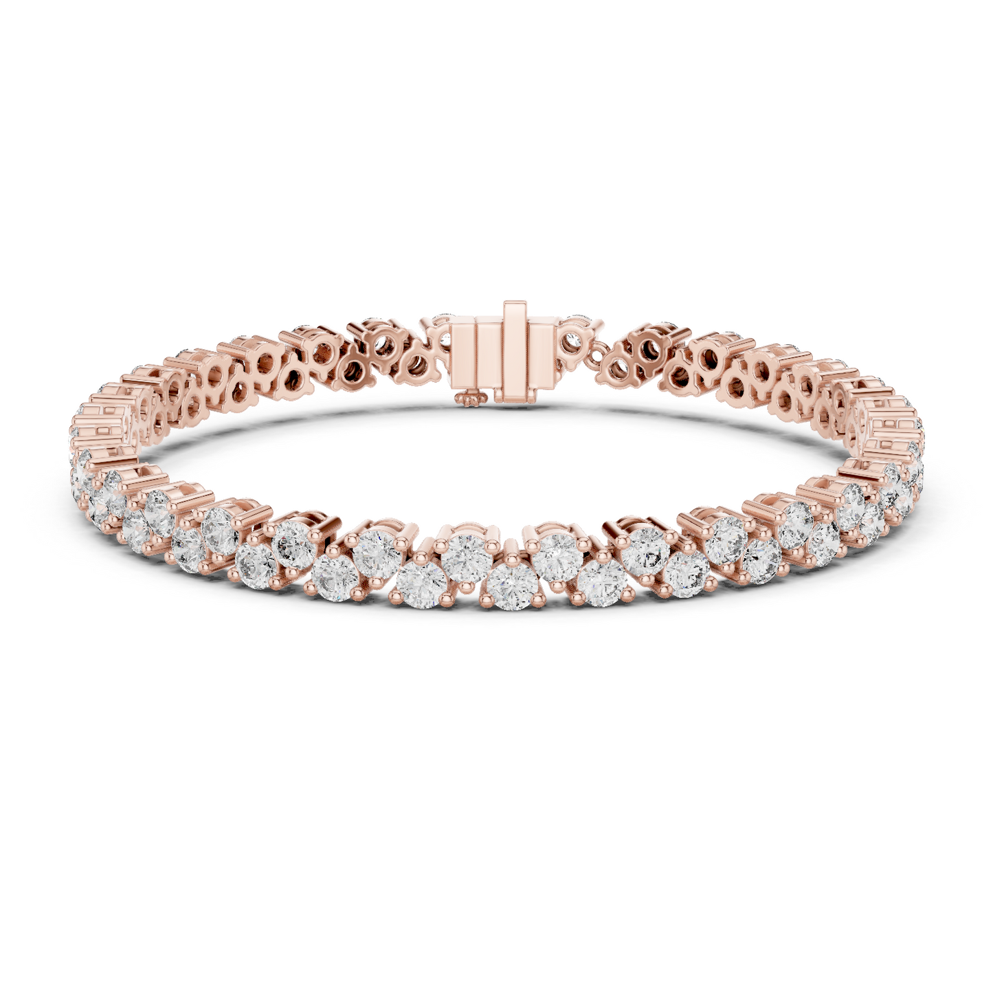 6.2CTW Two-Row Round Diamond Zigzag Tennis Bracelet | Yellow Gold