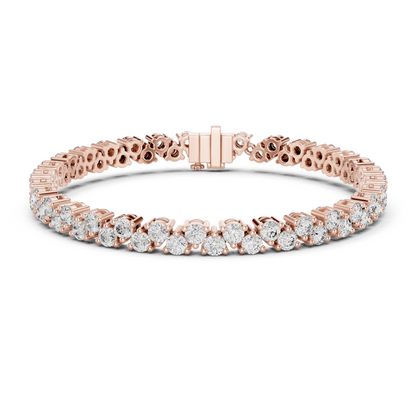 6.2CTW Two-Row Round Diamond Zigzag Tennis Bracelet | Yellow Gold