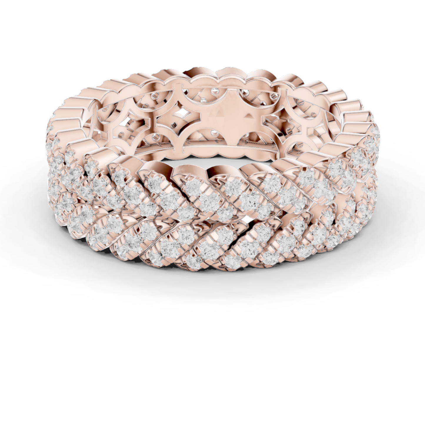 1.01ctw Round Diamond Woven Braided Link Ring - Solid Gold