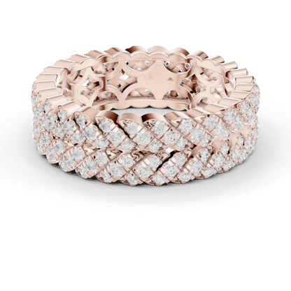 1.01ctw Round Diamond Woven Braided Link Ring - Solid Gold