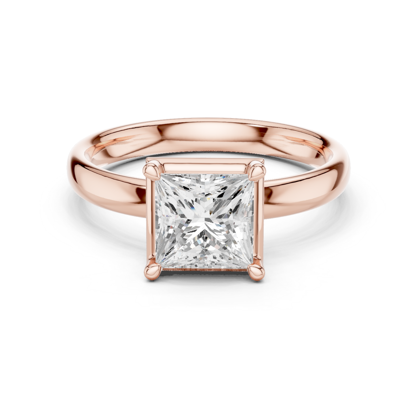 1.50 Carat Princess Cut Diamond Solitaire Ring | Yellow Gold