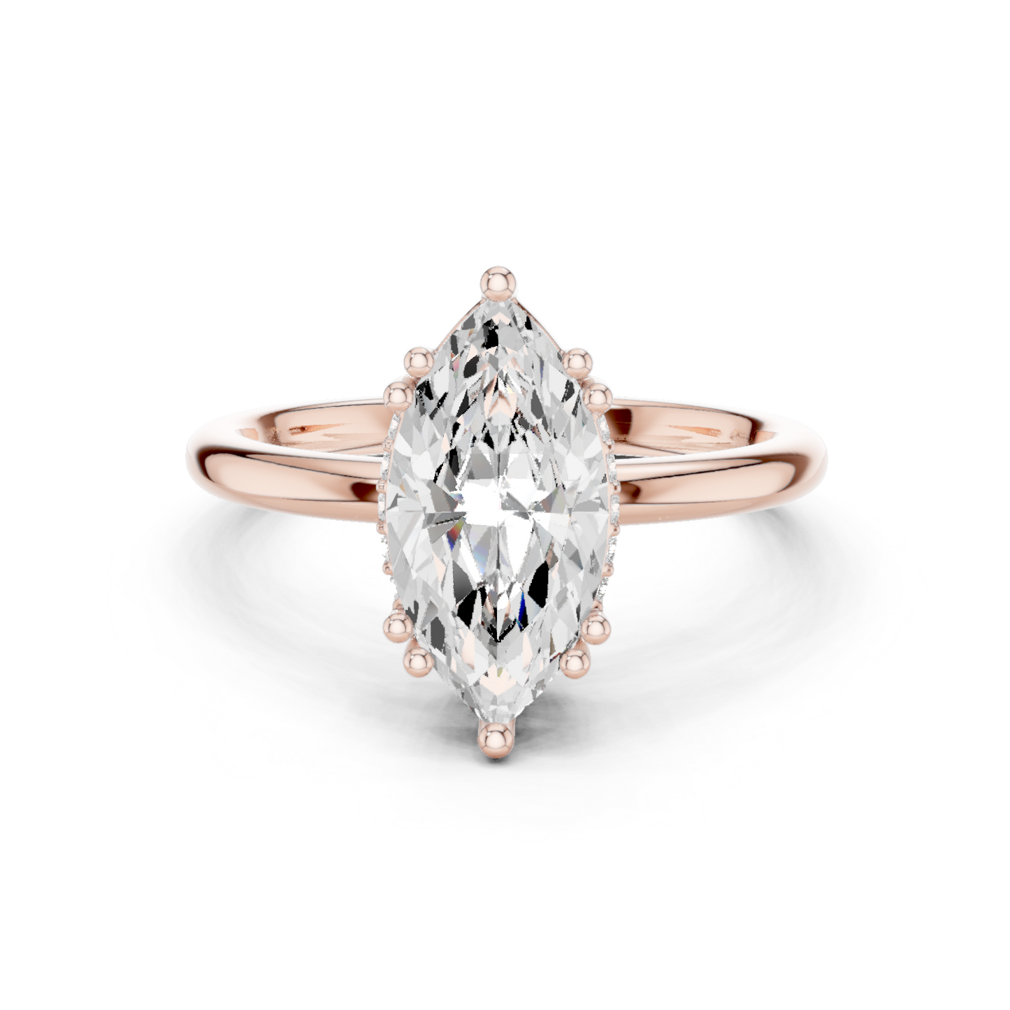 2.06ctw Marquise Cut Solitaire Ring with Hidden Halo | Yellow Gold