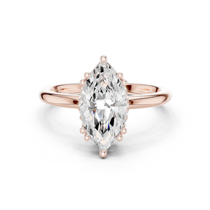 2.06ctw Marquise Cut Solitaire Ring with Hidden Halo | Yellow Gold