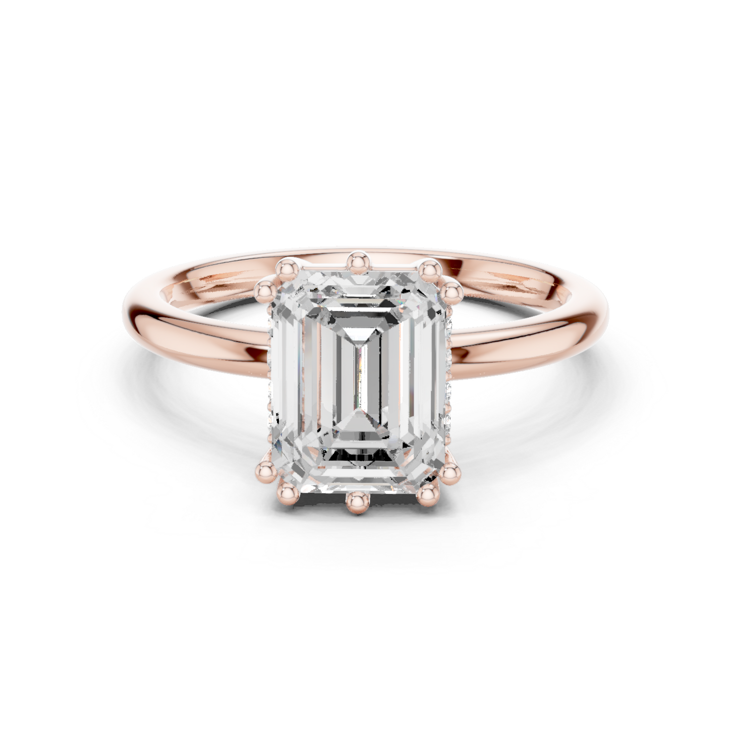 2.05ctw Emerald Cut Solitaire Ring with Hidden Halo | Yellow Gold