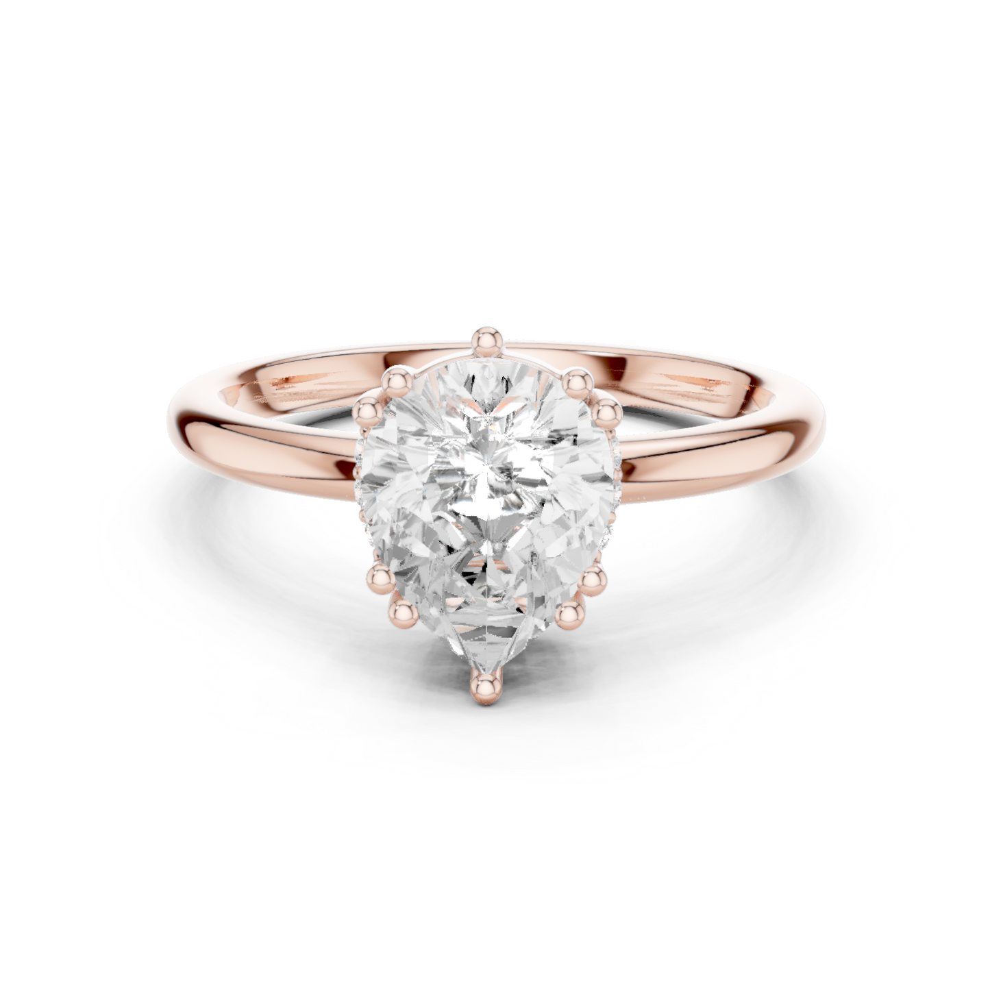 2.04ctw Pear Cut Solitaire Ring with Hidden Halo | Yellow Gold