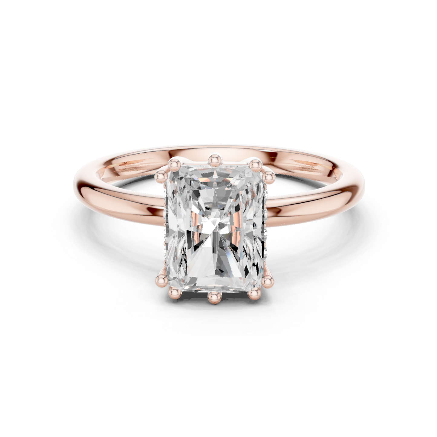 2.05ctw Radiant Cut Solitaire Ring with Hidden Halo | Yellow Gold