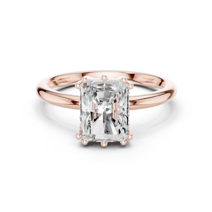 2.05ctw Radiant Cut Solitaire Ring with Hidden Halo | Yellow Gold