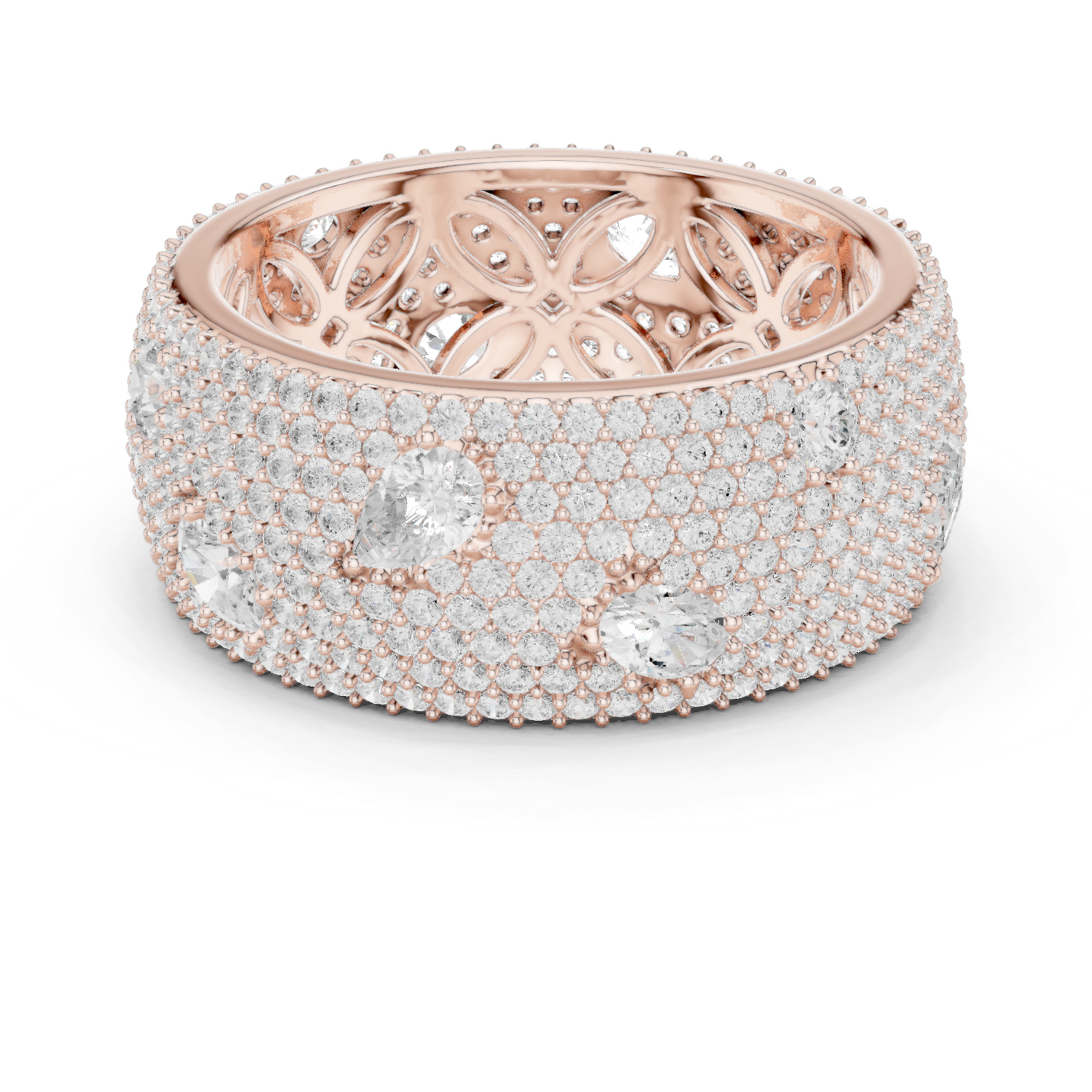 3.19ctw Mixed Cut Diamond Wide Honeycomb Pavé Statement Ring