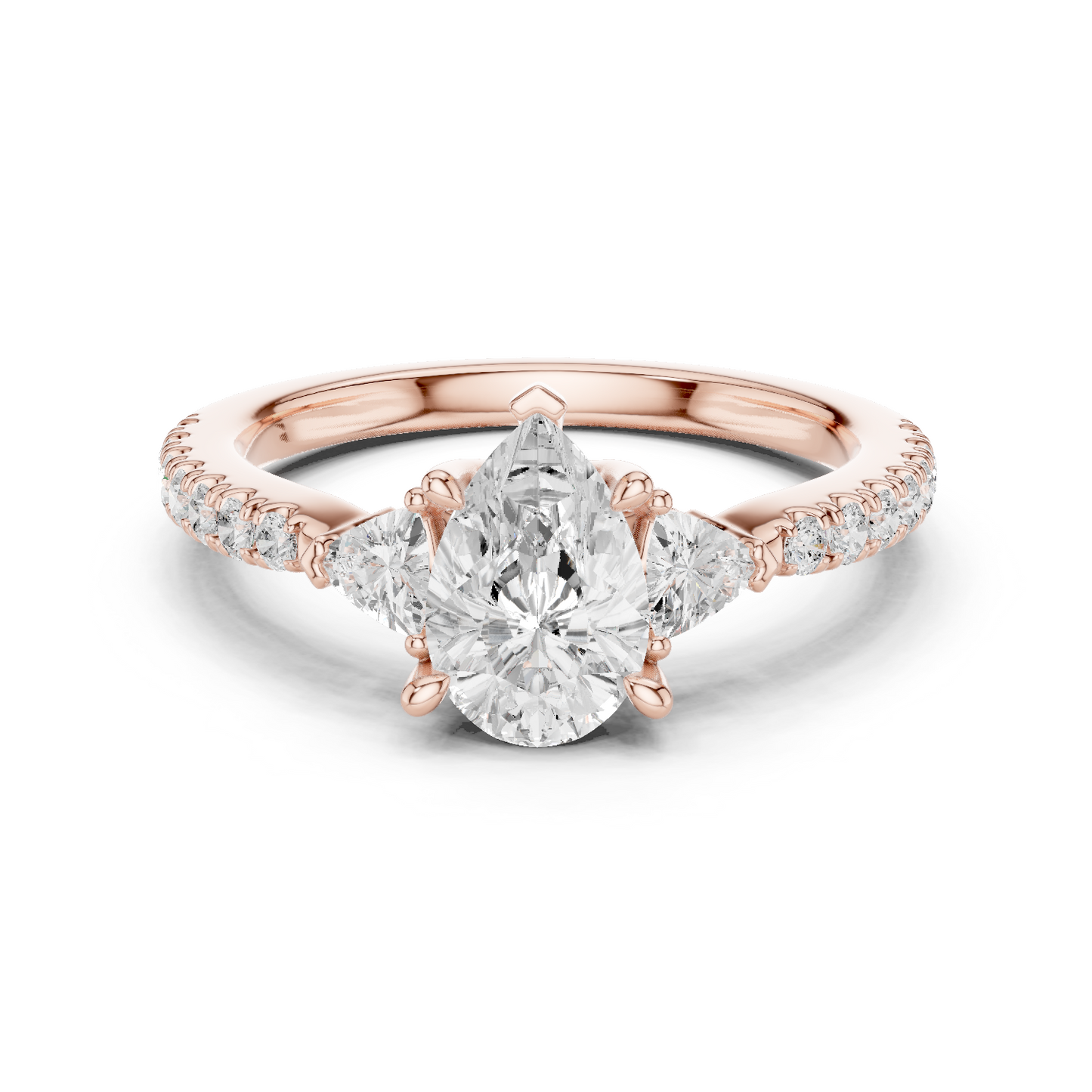 1.96ctw Pear Shaped Diamond Three-Stone Engagement Ring in Yellow Gold