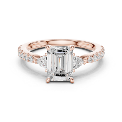 1.96ctw Emerald Cut Diamond Three-Stone Engagement Ring in Yellow Gold