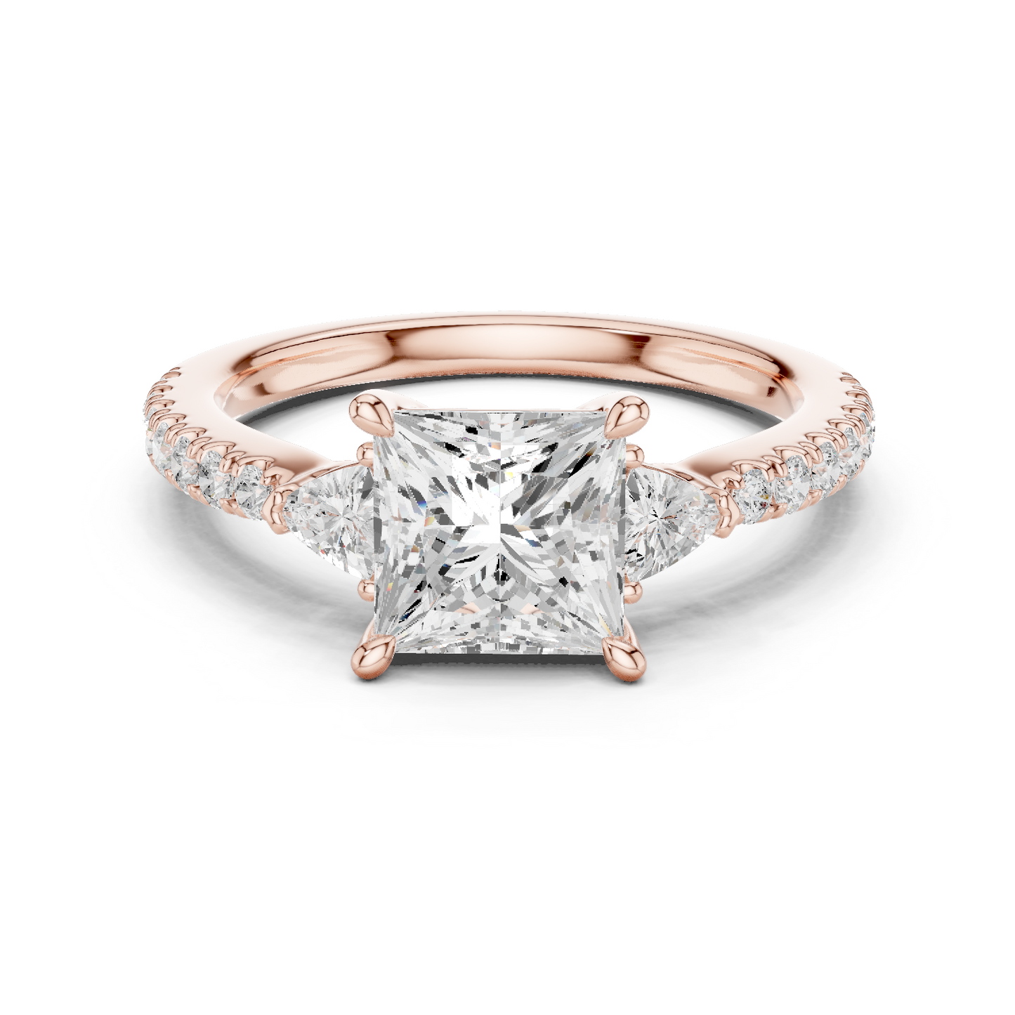 1.96ctw Princess Shaped Diamond Three-Stone Engagement Ring in Yellow Gold