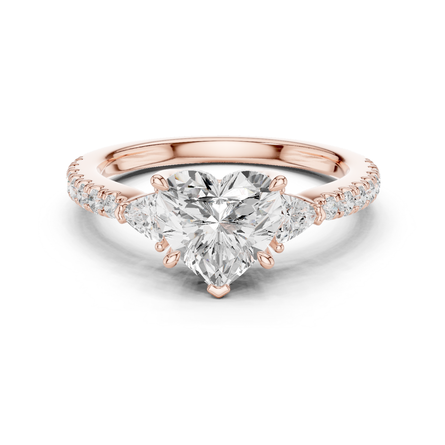 1.96ctw Heart Shaped Diamond Three-Stone Engagement Ring in Yellow Gold