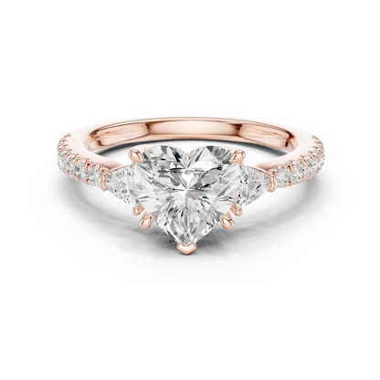 1.96ctw Heart Shaped Diamond Three-Stone Engagement Ring in Yellow Gold