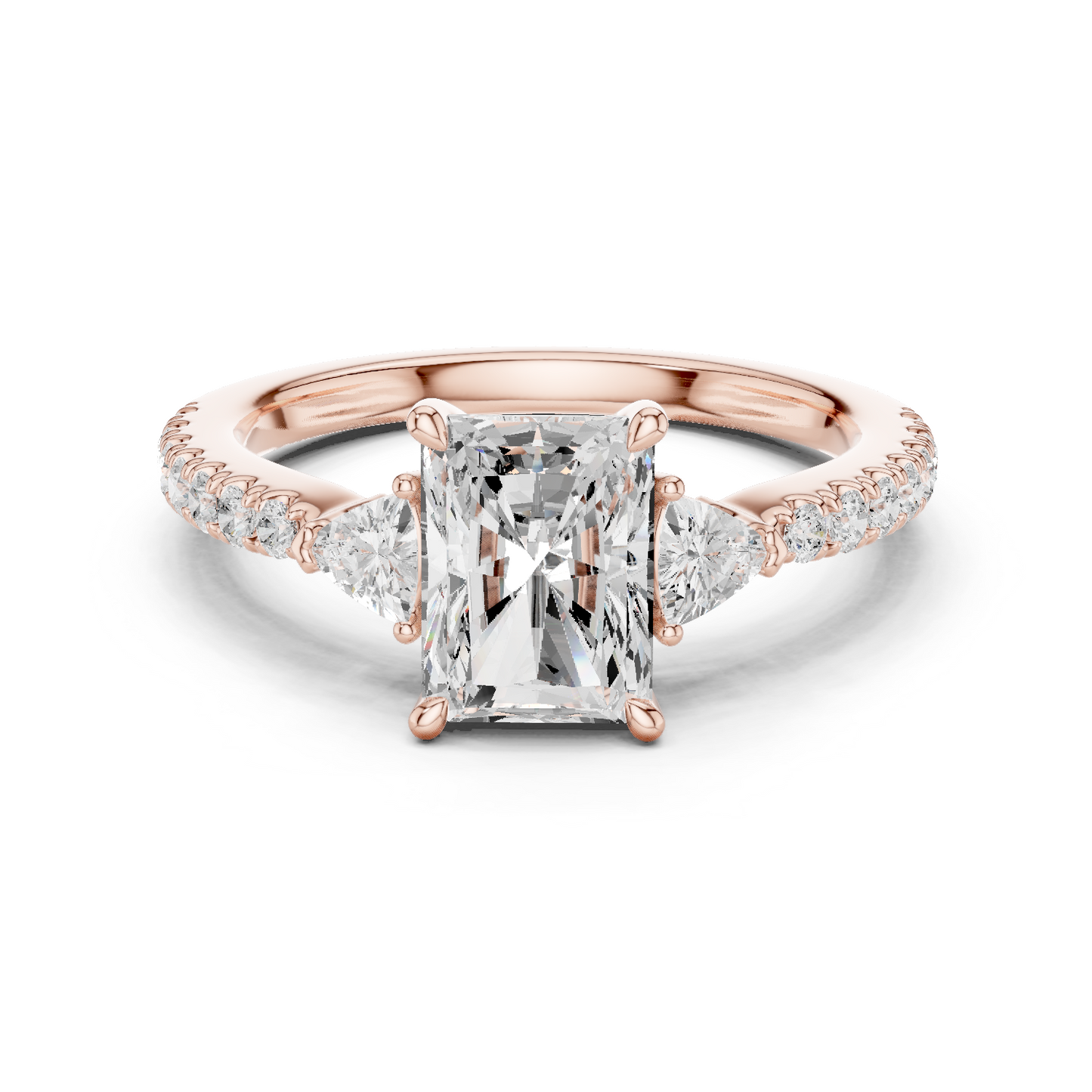 1.96ctw Radiant Shaped Diamond Three-Stone Engagement Ring in Yellow Gold