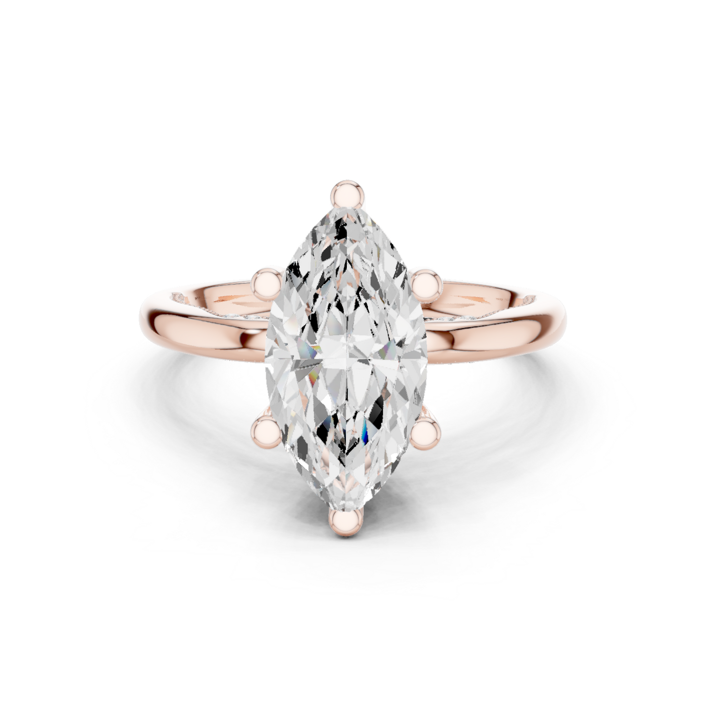 2.60ctw Marquise-Cut Diamond Solitaire Hidden Halo Engagement Ring | Solid Gold