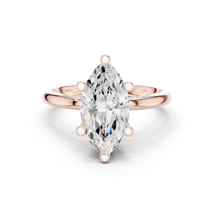 2.60ctw Marquise-Cut Diamond Solitaire Hidden Halo Engagement Ring | Solid Gold