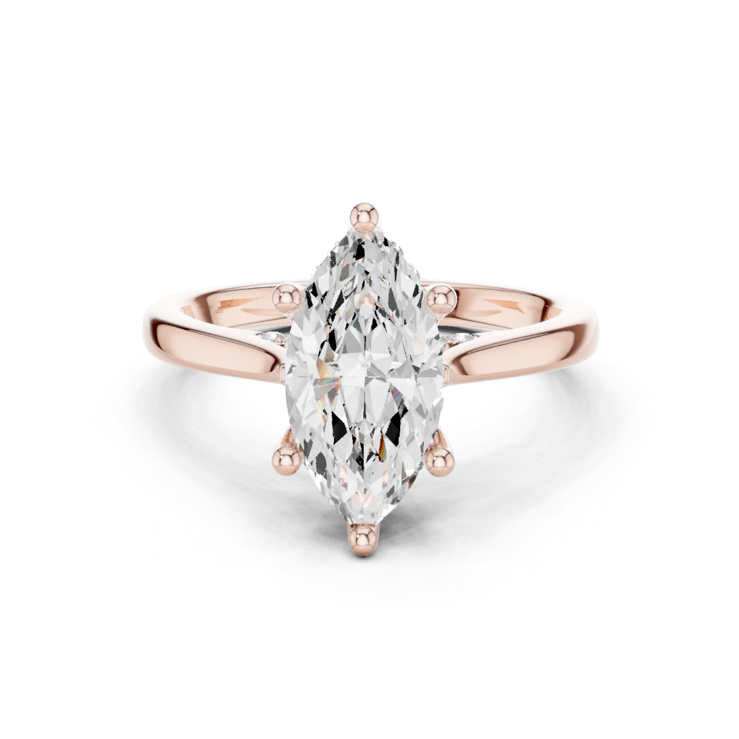 2.14ctw Marquise Cut Diamond Pave Solitaire Hidden Halo Ring | Yellow Gold