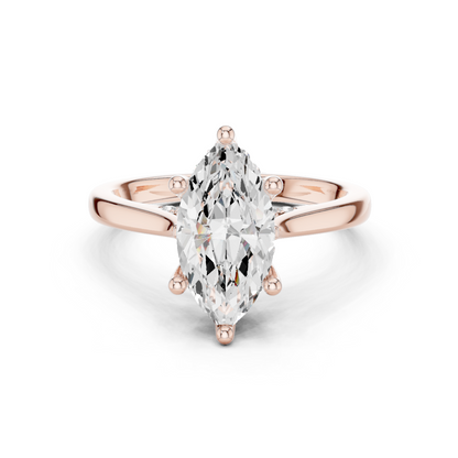 2.14ctw Marquise Cut Diamond Pave Solitaire Hidden Halo Ring | Yellow Gold