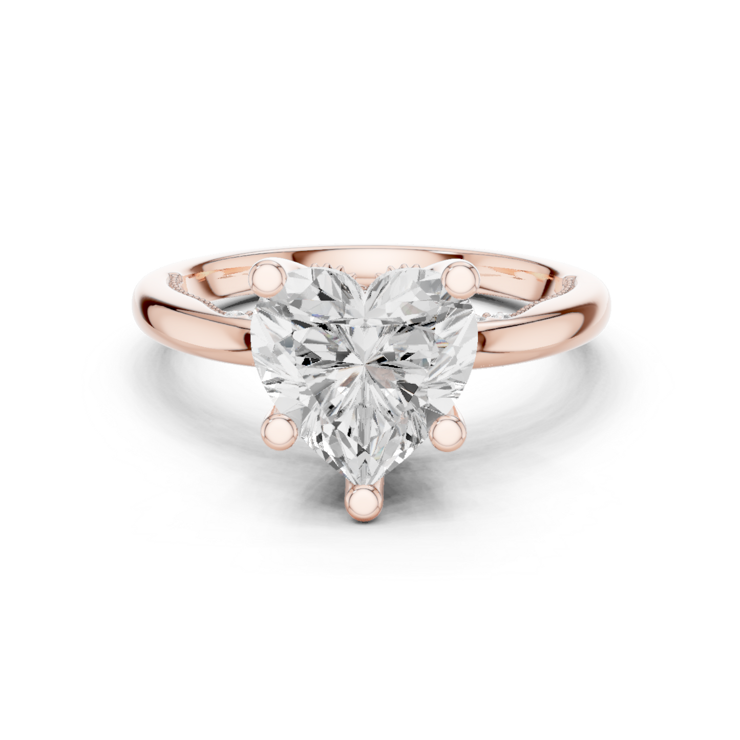 2.60ctw Heart-Cut Diamond Solitaire Hidden Halo Engagement Ring | Solid Gold