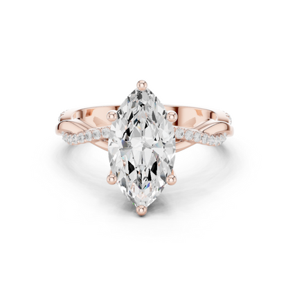 2.37ctw Marquise-Cut Pavé Diamond Twisted Infinity Ring | Yellow Gold Solitaire