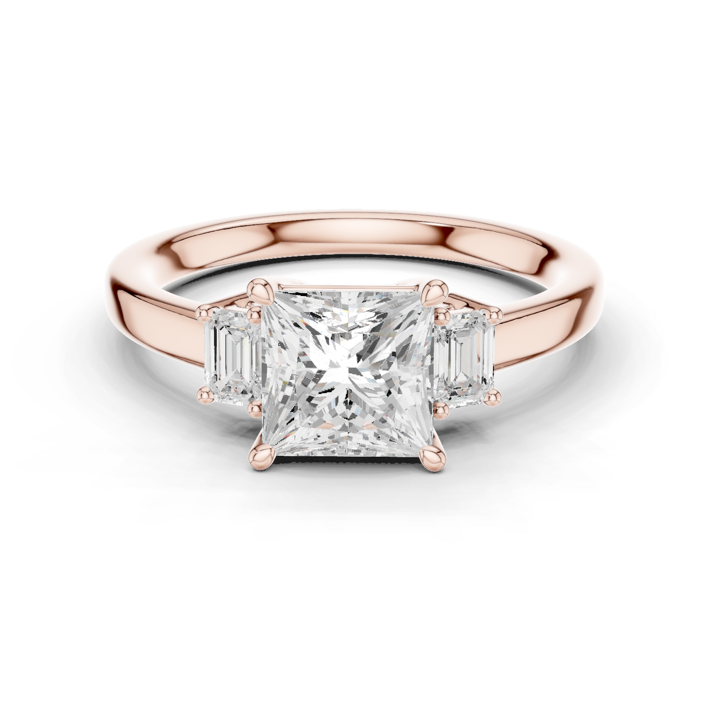 1.70ctw Princess & Emerald Shaped Diamond Three-Stone Engagement Ring in Yellow Gold