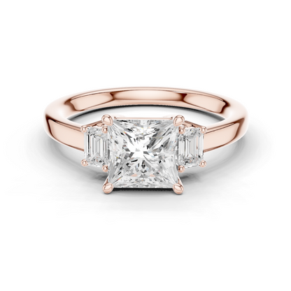 1.70ctw Princess & Emerald Shaped Diamond Three-Stone Engagement Ring in Yellow Gold