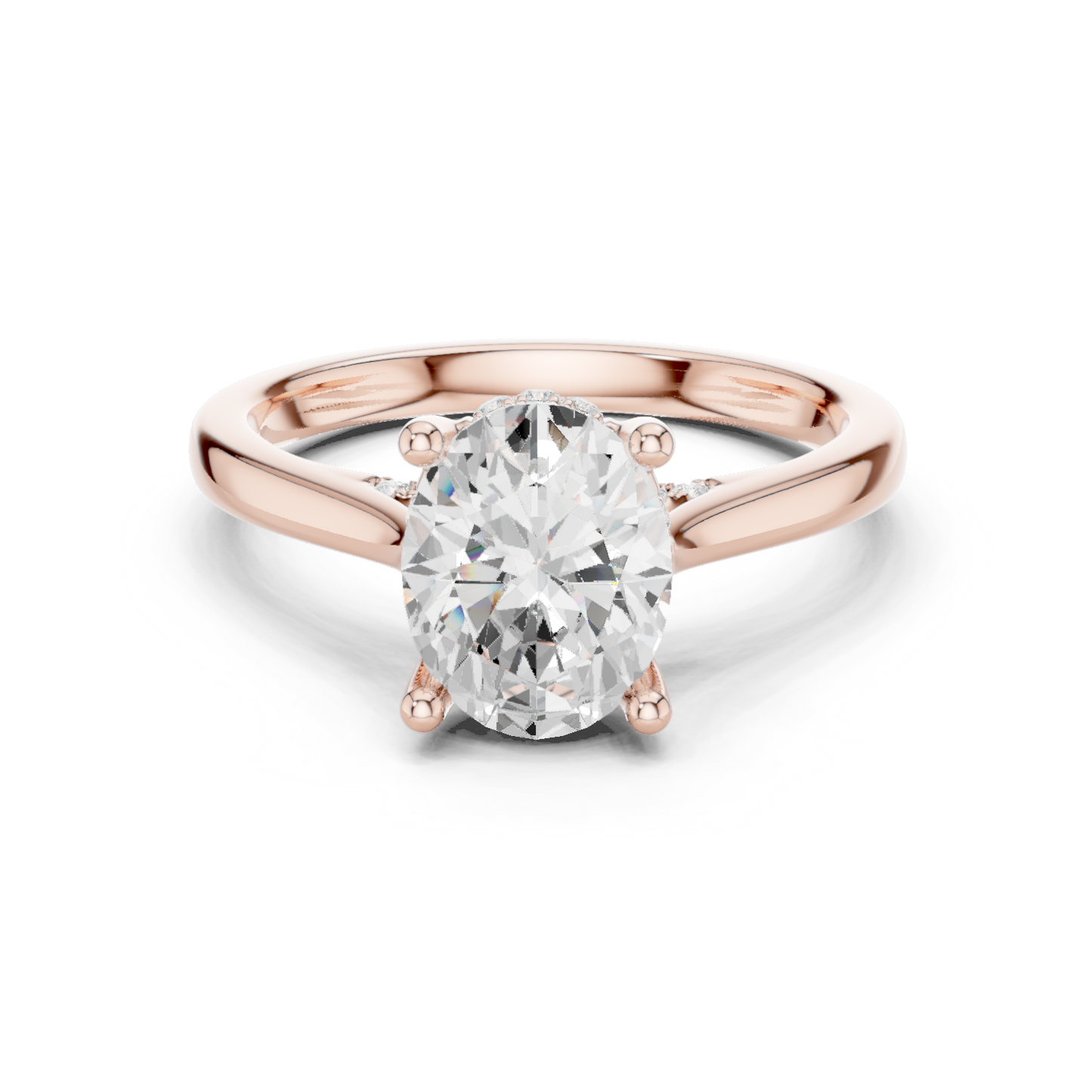 2.13ctw Oval Cut Diamond Pave Solitaire Hidden Halo Ring | Yellow Gold