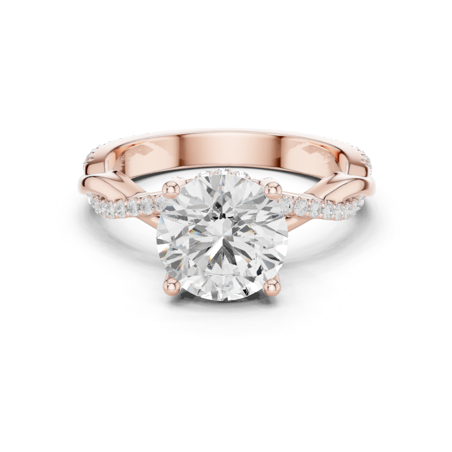 2.31ctw Round-Cut Pavé Diamond Twisted Infinity Ring | Yellow Gold Solitaire