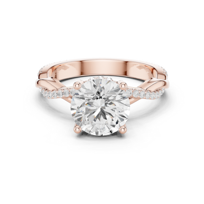2.31ctw Round-Cut Pavé Diamond Twisted Infinity Ring | Yellow Gold Solitaire
