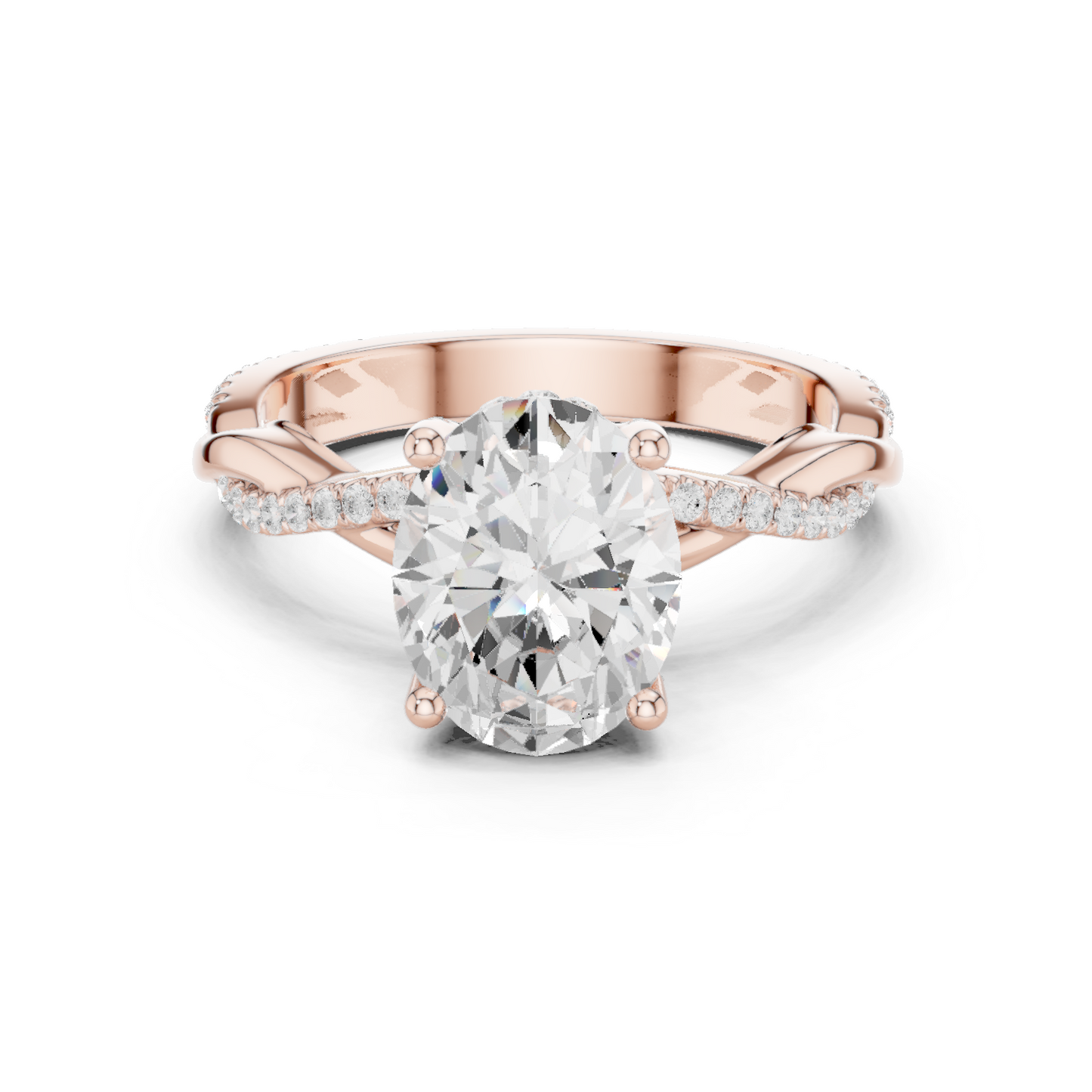 2.31ctw Oval-Cut Pavé Diamond Twisted Infinity Ring | Yellow Gold Solitaire
