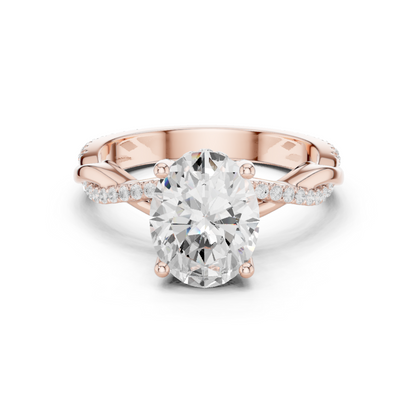 2.31ctw Oval-Cut Pavé Diamond Twisted Infinity Ring | Yellow Gold Solitaire