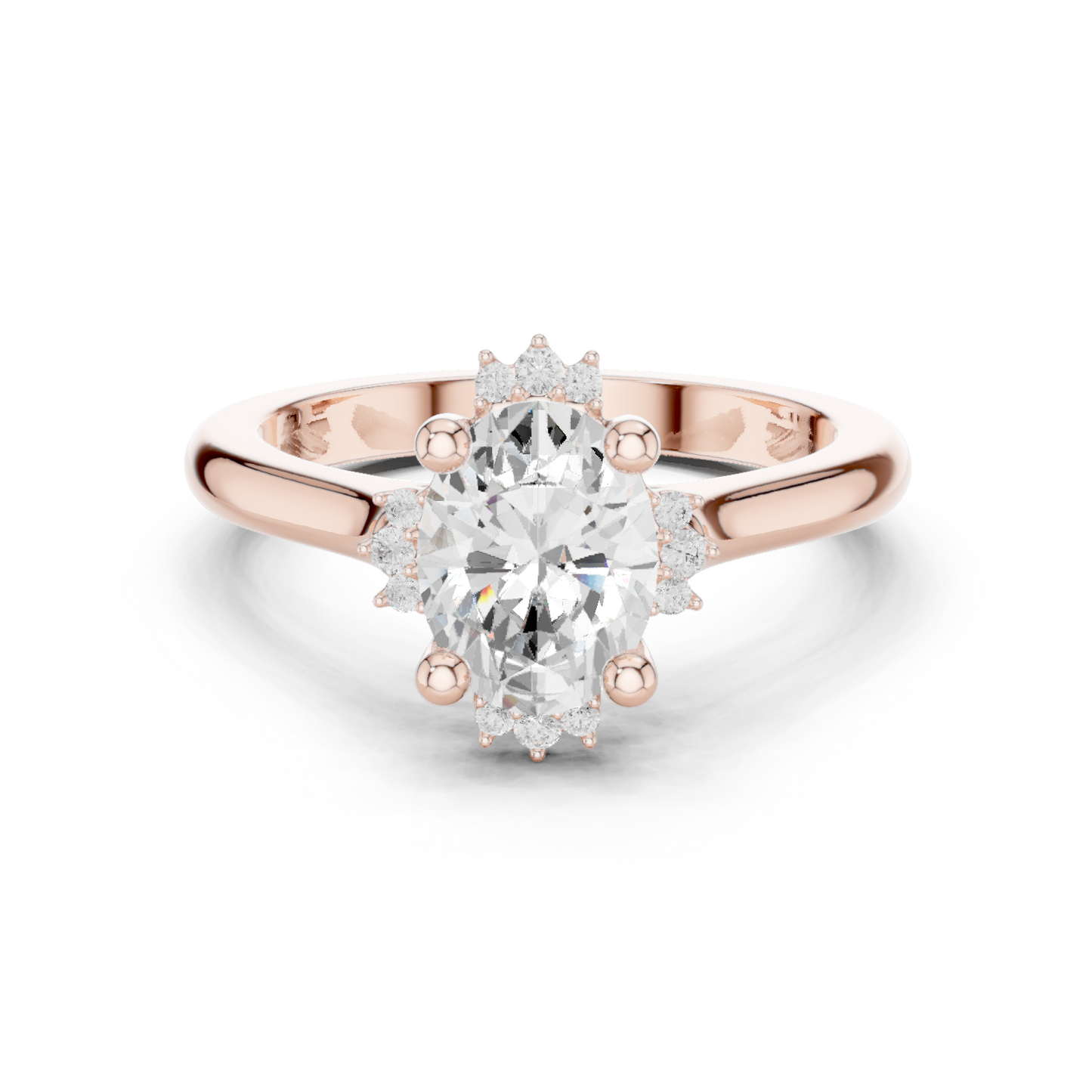 1.43ctw Oval Diamond Tiara Crown Cluster Halo Ring - Solid Gold