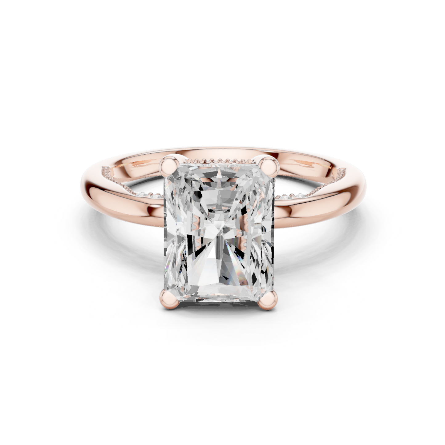 2.63ctw Radiant-Cut Diamond Solitaire Hidden Halo Engagement Ring | Solid Gold