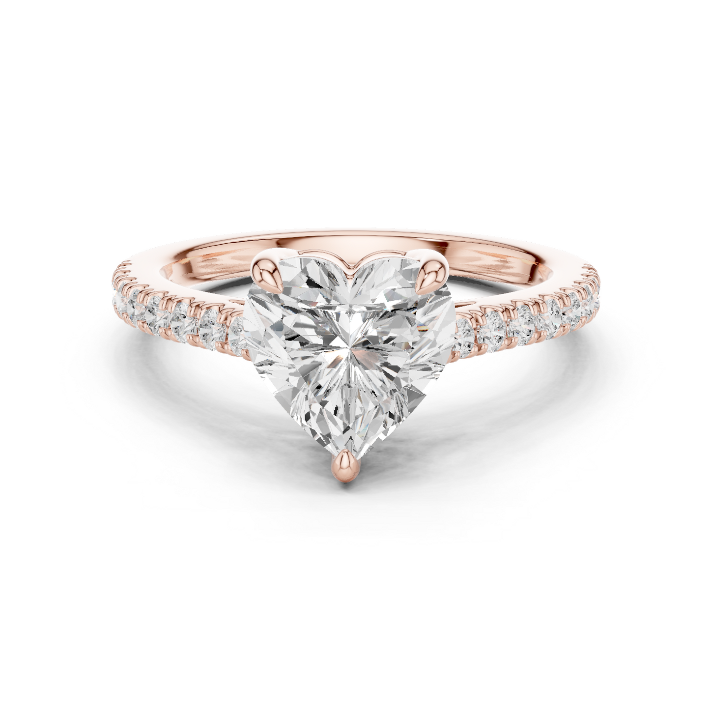 2.30ctw Heart Shaped Diamond Pavé Ring | Yellow Gold Solitaire