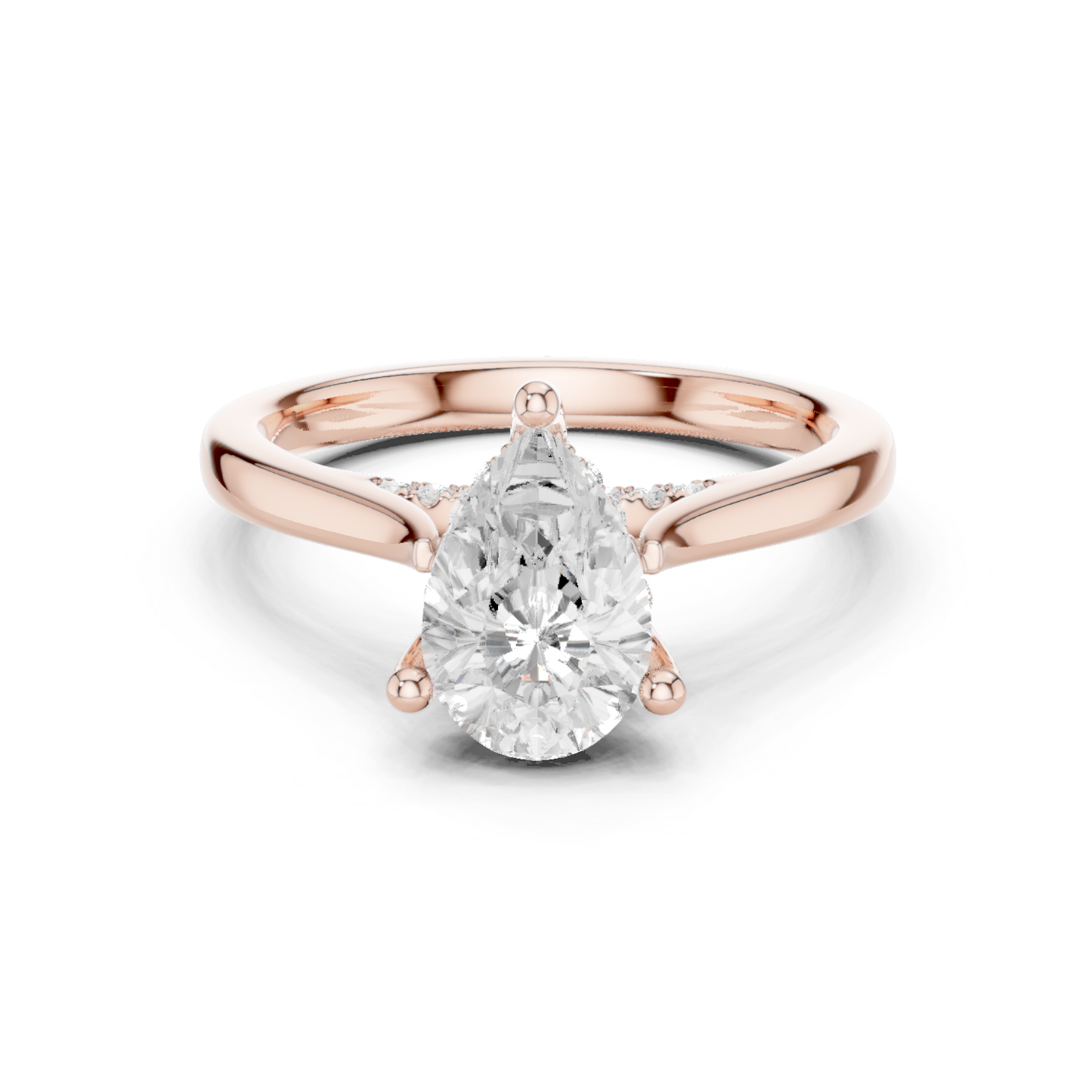 2.14ctw Pear Cut Diamond Pave Solitaire Hidden Halo Ring | Yellow Gold