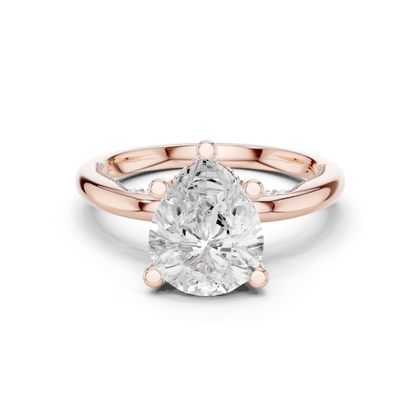 2.60ctw Pear-Cut Diamond Solitaire Hidden Halo Engagement Ring | Solid Gold