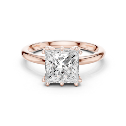 2.05ctw Princess Cut Solitaire Ring with Hidden Halo | Yellow Gold