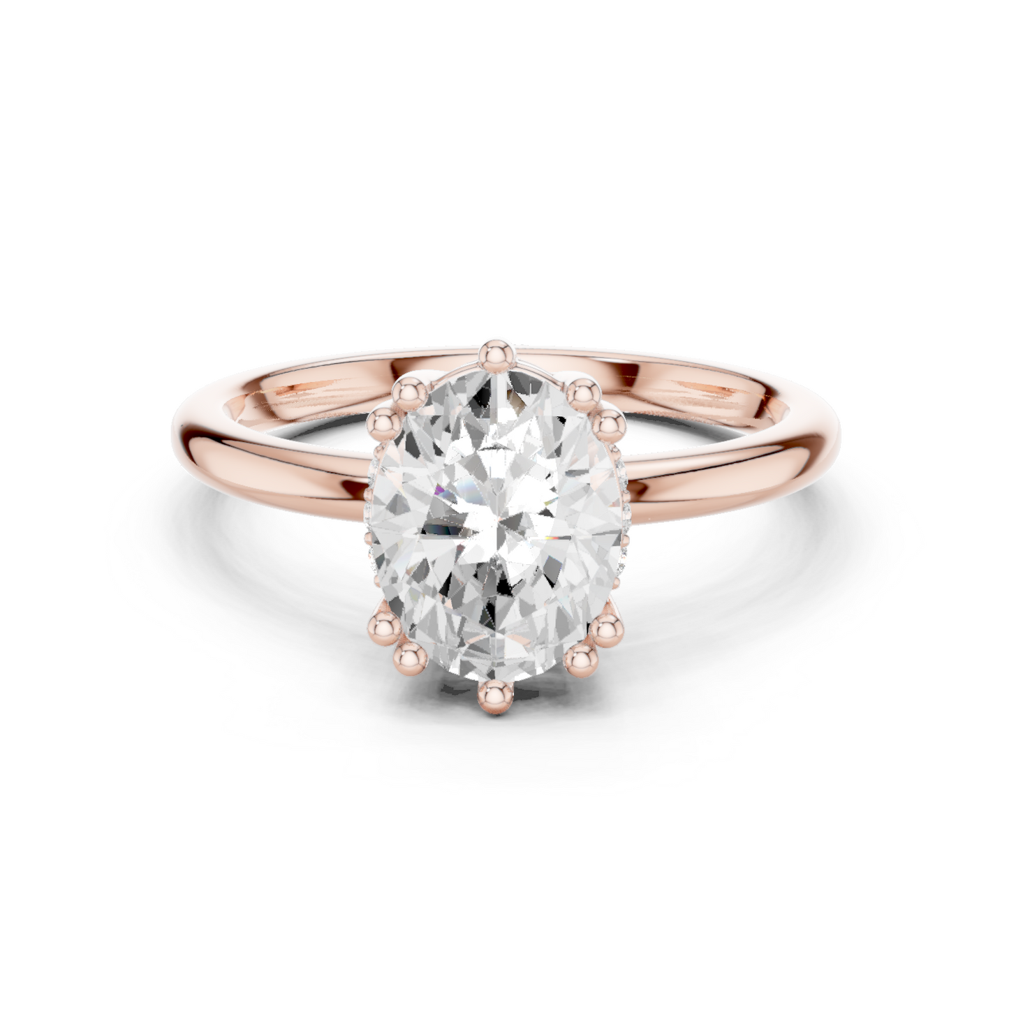 2.04ctw Oval Cut Solitaire Ring with Hidden Halo | Yellow Gold