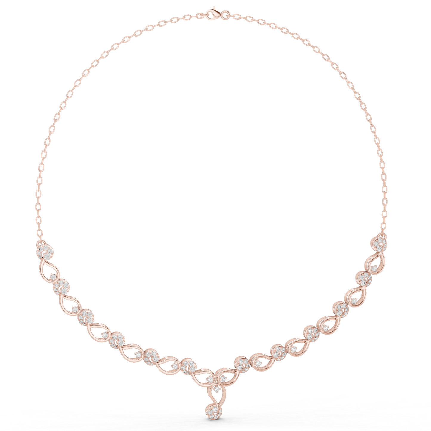 1.75ctw Solid Gold Infinity Loop Diamond Necklace | Elegant Bridal Wave Choker