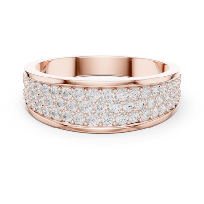 Yellow Gold 3-Row Diamond Eternity Band | 0.93CTW Full Pave Wedding Ring