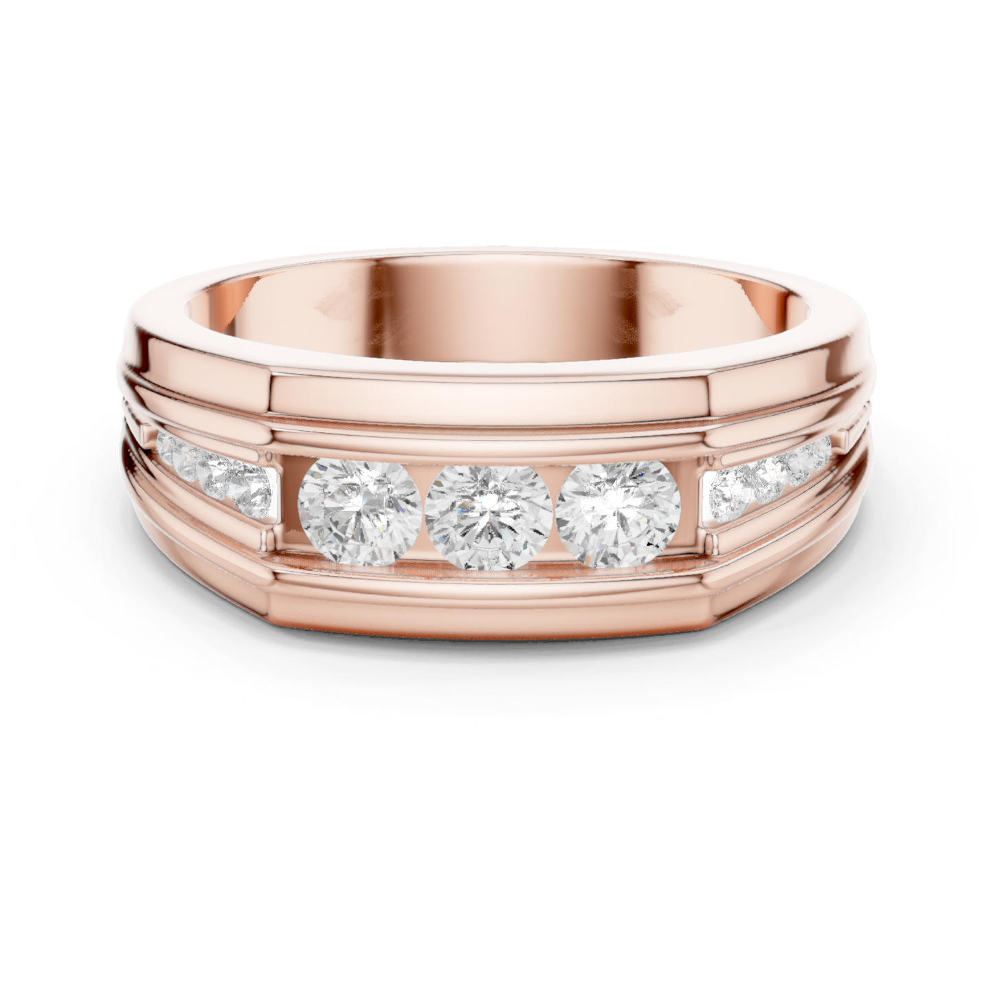 Yellow Gold Graduating Diamond Band - 0.59CTW Channel Set Statement Ring