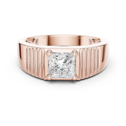 Yellow Gold Princess Cut Diamond Solitaire Band - 0.78CTW