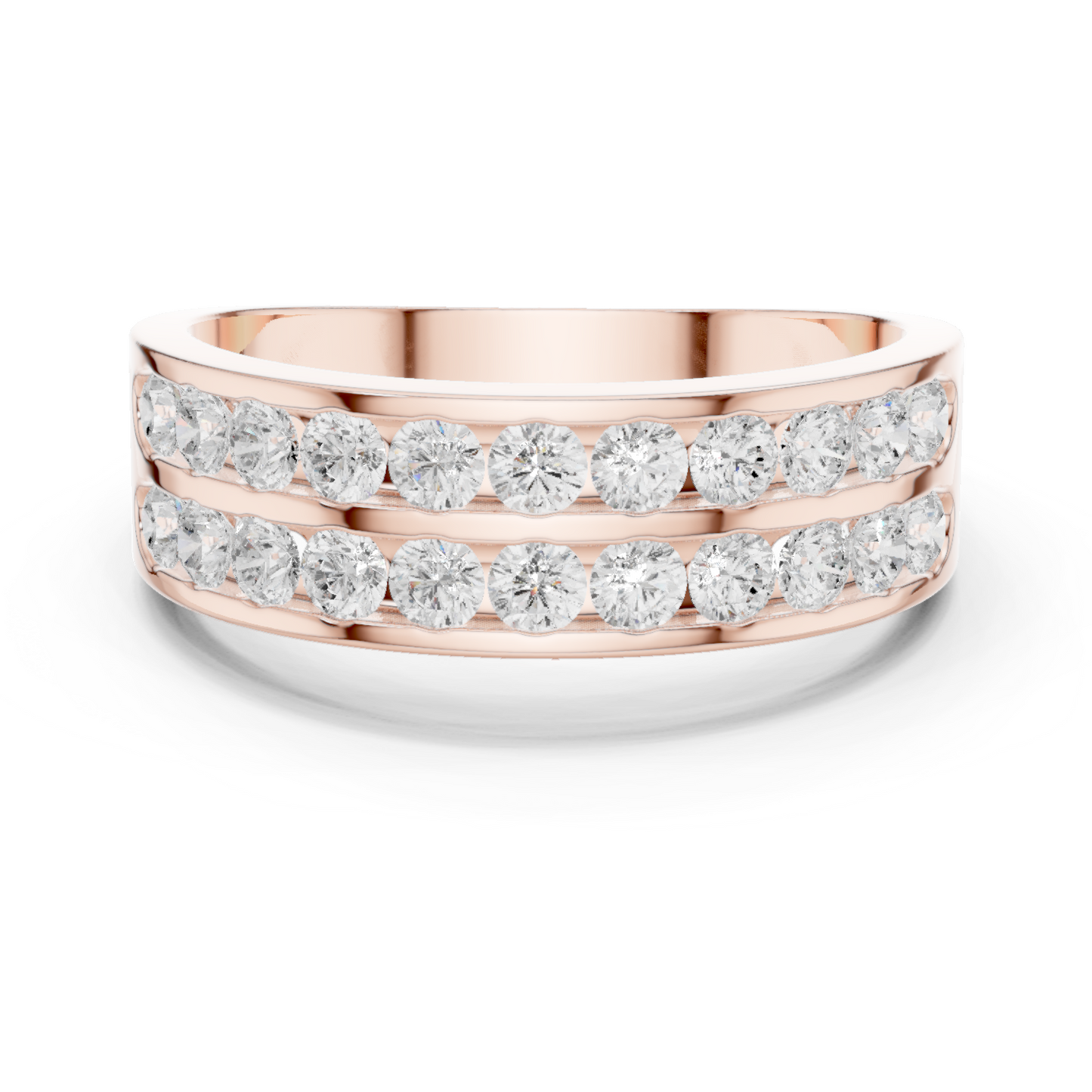 Yellow Gold Double Row Channel Set Diamond Wedding Ring 1.32CTW