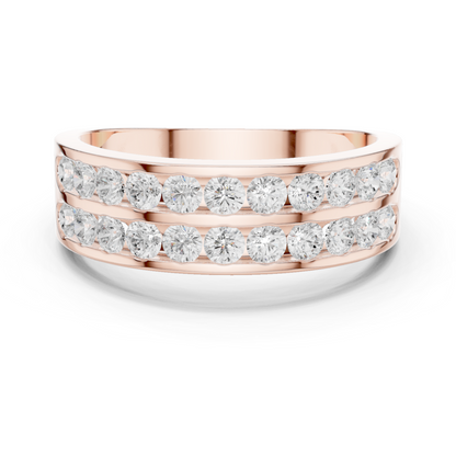 Yellow Gold Double Row Channel Set Diamond Wedding Ring 1.32CTW