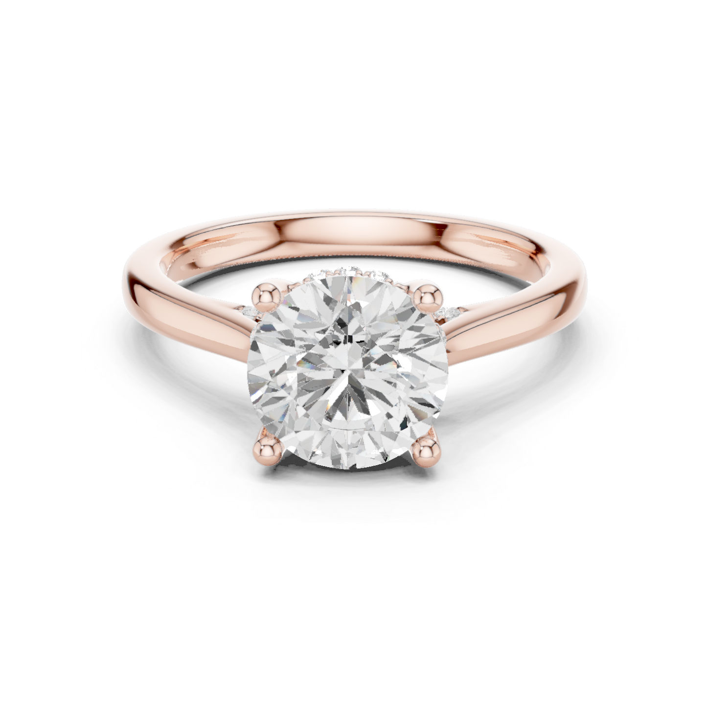2.13ctw Round Cut Diamond Pave Solitaire Hidden Halo Ring | Yellow Gold