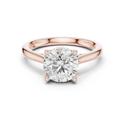 2.13ctw Round Cut Diamond Pave Solitaire Hidden Halo Ring | Yellow Gold